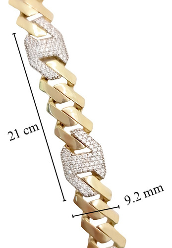 Pulsera De Oro Italiano Brazalete 14k Circonia