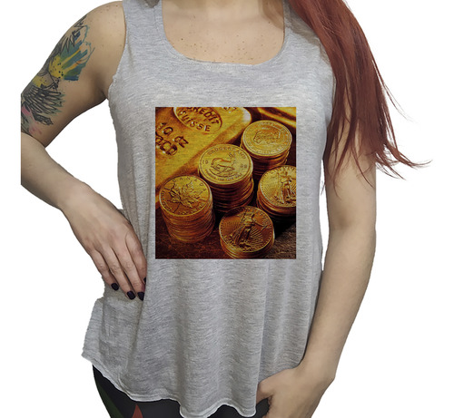 Musculosa Dama Oro Gold Barra Lingotes Dinero Dorado P5