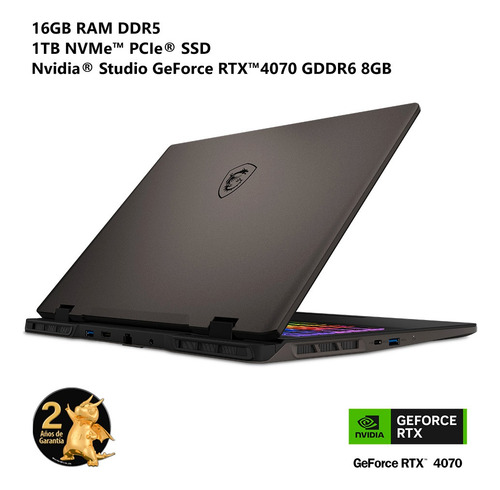 Laptop Gaming Msi Sword 16hx 15.6 Ci7 16gb 1tb Ssd Rtx4070 Gris