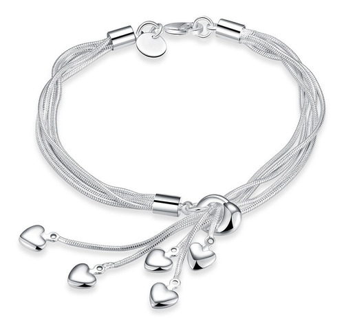 Pulsera Mujer Esclava Brazalete Plata 925 Elegante Corazon