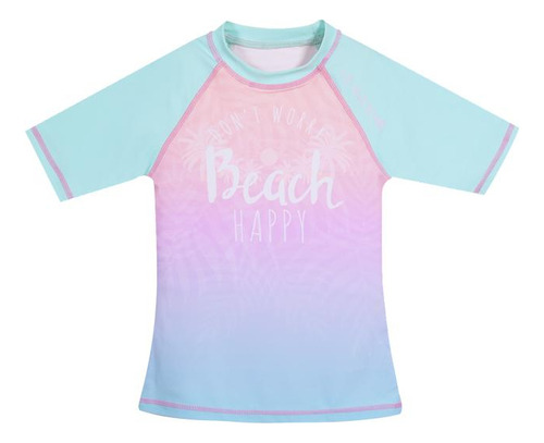 Niña Polera Uv+50 M/corta Beach Happy Verde