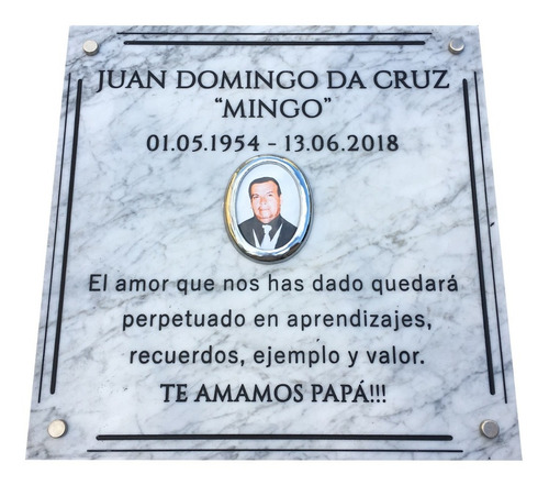 Imagen 6 de 10 de Placa De Mármol Grabada 30x20cm. Con Foto Y Marco Incluido.