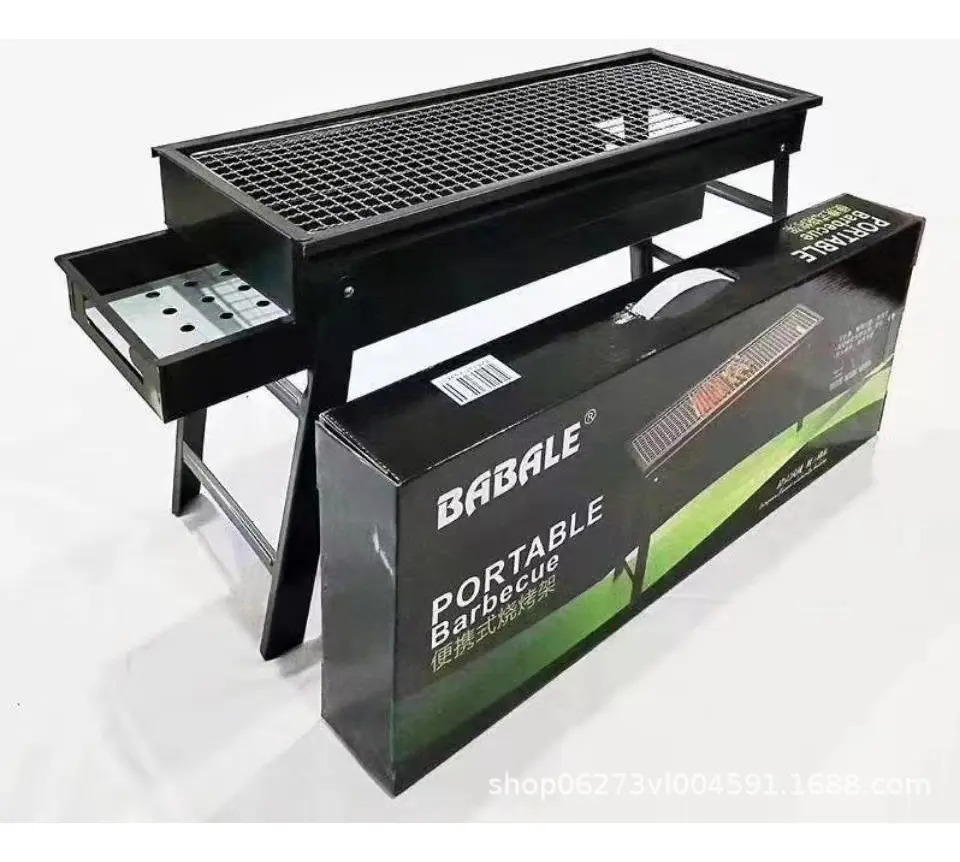 Parrilla De Carbón Portátil Plegable Barbacoa Al Aire Libre Negro