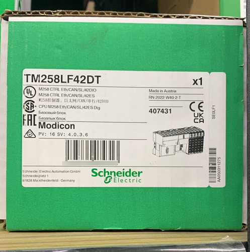 Tm258lf42dt Logic Controller, Modicon M258, Compa Base, 42