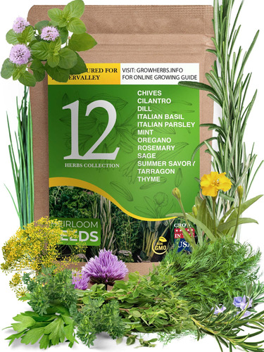 12 Semillas De Hierbas Culinarias Y Medicinales Para Plantar