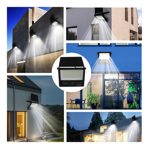 Refletor Solar Led 400w Placa Prova Dágua Dobrável Ajustável Carcaça Preto Luz Branco-frio