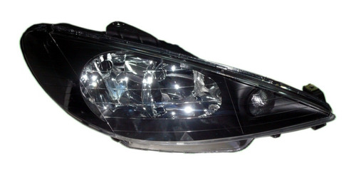 Faro Derecho Fondo Negro Para Peugeot 206 (doble Bombillo)