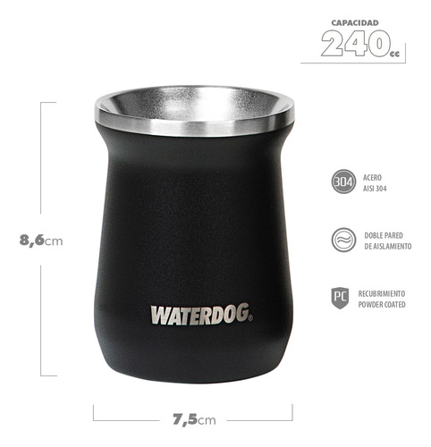 Combo Waterdog Termo 1lt Ombu + Mate Zoilo 240ml Acero Inox