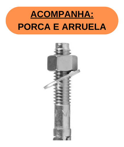 Chumbador Pba Zincado 1/2 X 4 Parabolt - 25 Peças