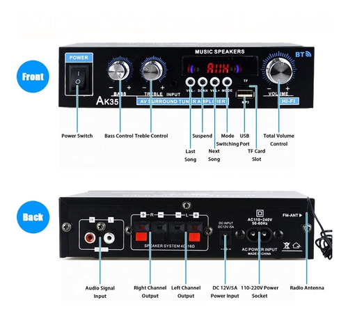 Automóvil De 2 Canales Amplificador De Audio Para Auto/casa