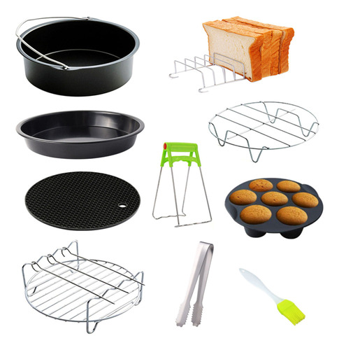 Kit Accesorios Freidora De Aire 10pzs Soporte Bandeja Pizza