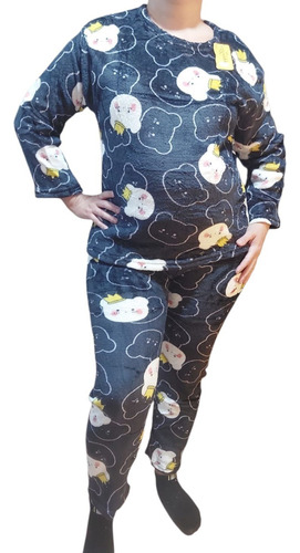 Pijama Juvenil Peluche Liviano Soft Estampado (36-40)