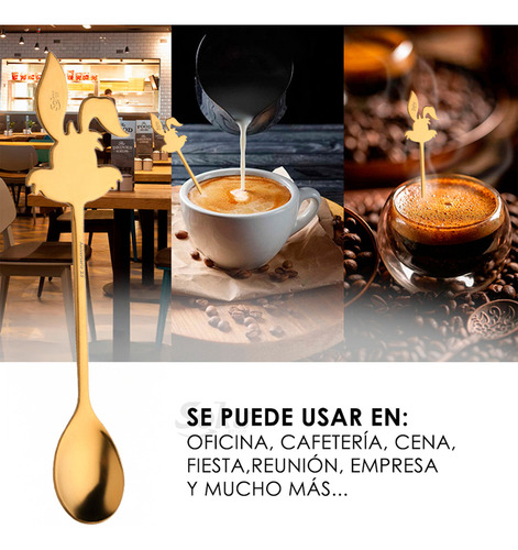 4x Soku Cuchara Café Personalizada Conejo Fiesta Inoxidable Mango Dorado