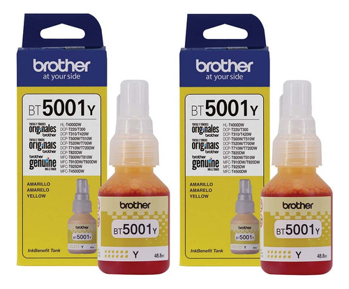 Kit De 2 Tintas Originales Brother Bt5001 Y Amarillo 48.8ml