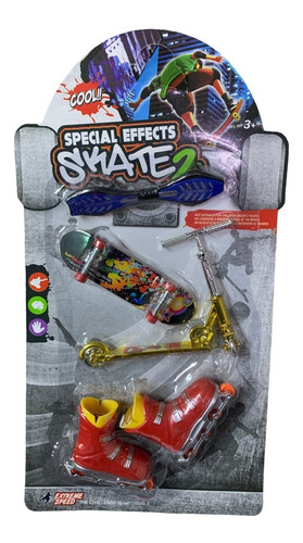 Pack 2 Mini Juego Skate + 1 Patineta + Patines Para Dedo