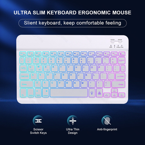 Set De Teclado Y Ratón Inalámbricos Retroiluminados De 10''