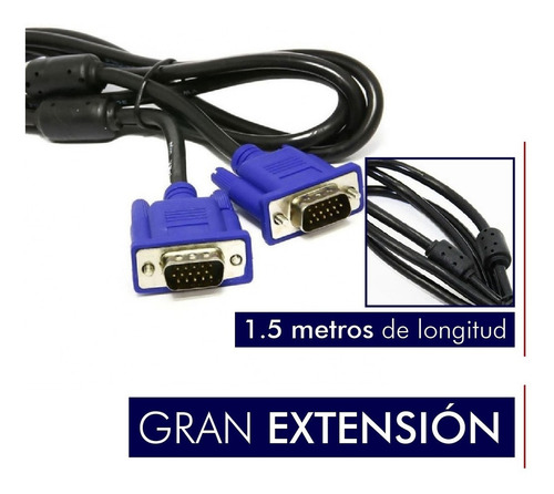 Cable Vga Monitor Filtro Pc Proyector 1.5 Mts