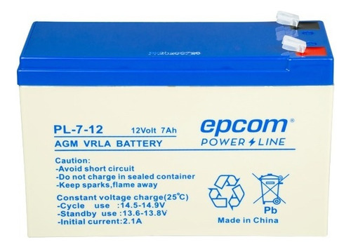 Epcom Ups Pl-7-12 F1 De Respaldo 12 7/a Recargable Para Ups