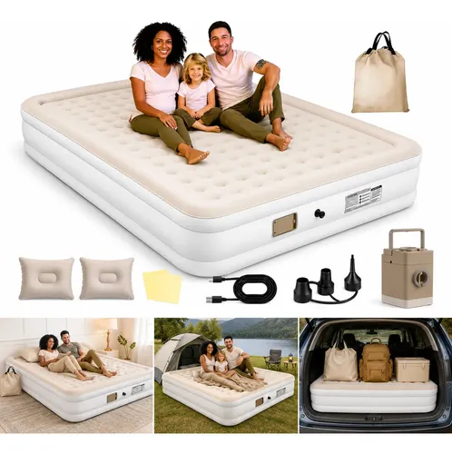 Colchão Inflável Duplo 300kg  C/elétrico Bomba+almof Cor Marrom Claro/cama Duplo