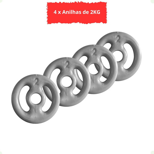 Anilhas Emborrachadas 60kg + Barras De 40cm + Barra De 150cm