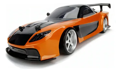 Veículo Rc Velozes e Furiosos Mazda Rx-7 de Han's Cor Laranja e
