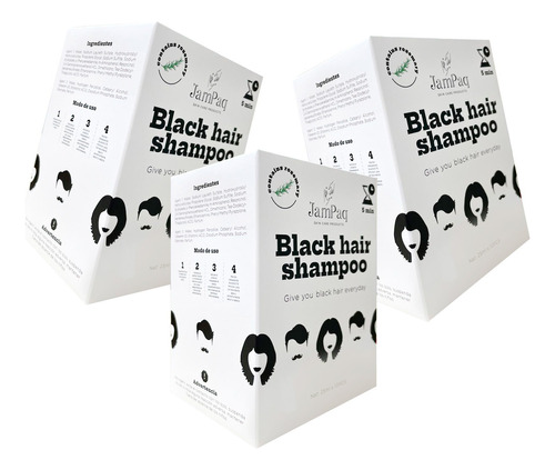 3 Shampoo Pinta Canas Negro X10 - Jampaq 25ml