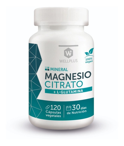 Wellplus Magnesio Citrato + L-glutamina 120 Cápsulas