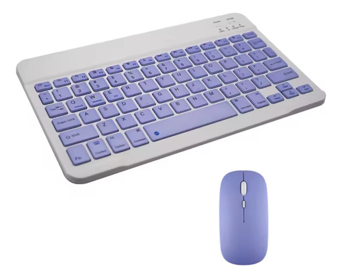 Combo Mini Teclado Y Mouse Bluetooth Recarga Portatil Plano