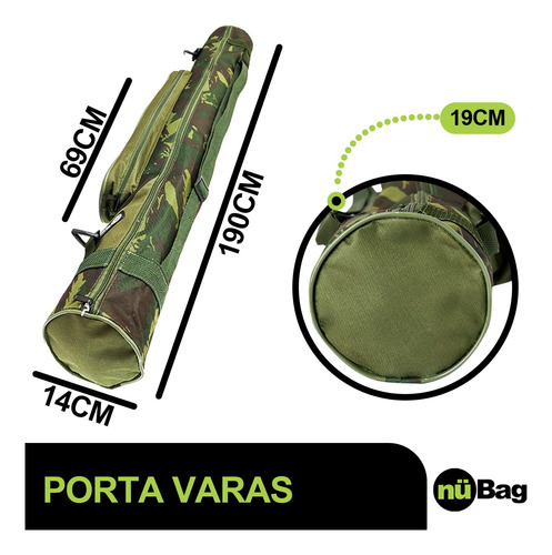 Porta Varas 1,90m Com Bolso E Alça Espaço Conforto Pratico
