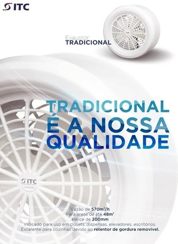 Imagem 5 de 6 de Exaustor De Ambientes Itc Tradicional Branco