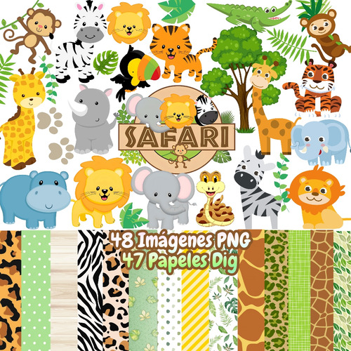 Kit Imagenes Png Animales De La Selva Safari Clipart Papeles