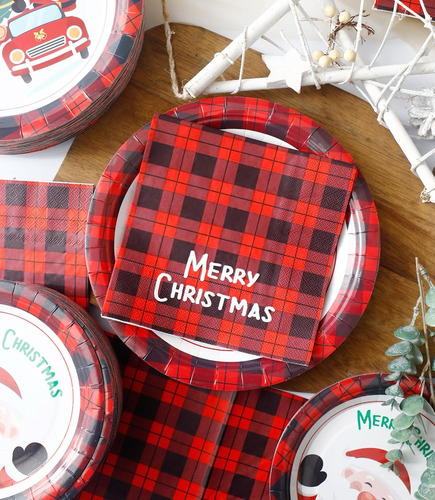Winoo Design Juego De Platos Y Servilletas De Navidad A Gran