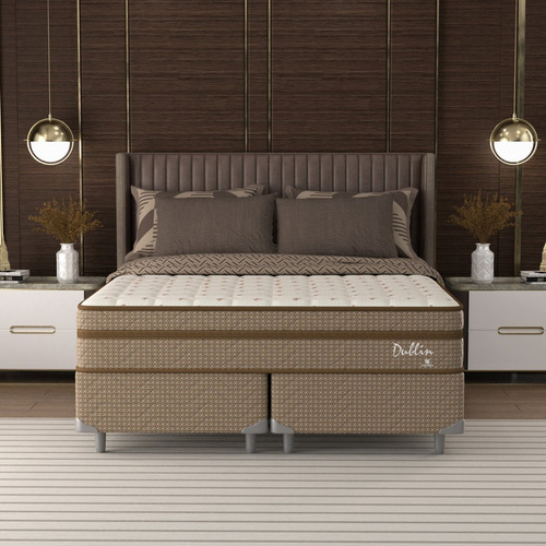 Conjunto Cama Box Queen Dublin 158x198x61cm Montreal Gj