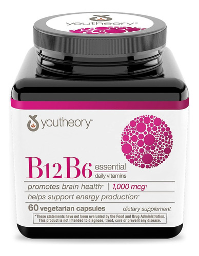 Youtheory Vitamina B12 B6 Suplemento De Energía Diaria X 60c