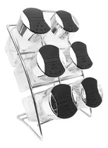 Comprar Frascos Especieros Vidrio X6 Uni. Con Base Porta Especieros Color Gris