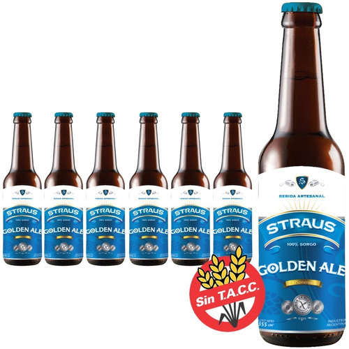 Cerveza Artesanal Sin Tacc Sorgo Straus Golden 355cc Pack X6