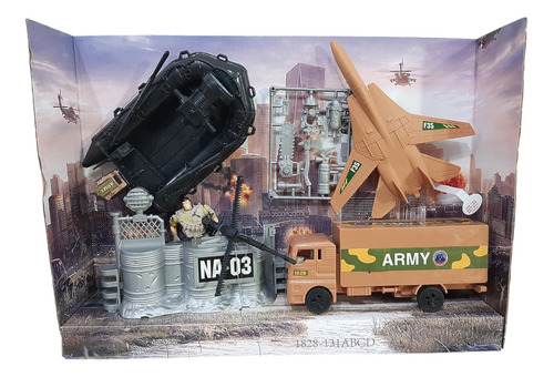 Juguete Set Militar Soldados, Avion Y Vehiculos Con Sonido