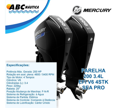 Parelha Mercury 200hp Seapro - Leia Anúncio !!!