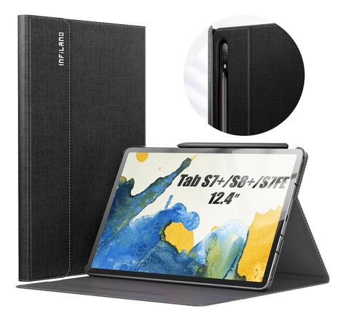 Funda Infiland Samsung Galaxy Tab S7 Plus Fold Negro