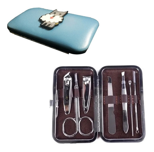 Kit Manicure 7 Accesorios Estuche Corta Uñas Diseños Varios