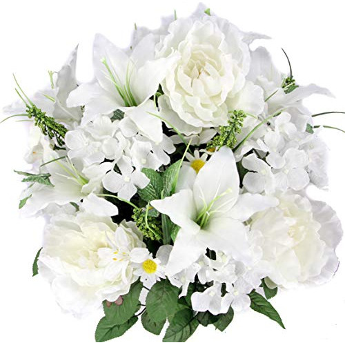 Arbusto De Flores De Hortensia Artificial, Blanco