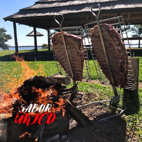 Asador Estaca Libro Emparrillado 60x40 Acero Inox 304 Sor