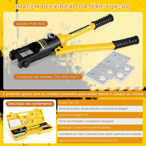 Alicate Hidraulico Prensa 12t Terminal Crimpador 16 A 300mm