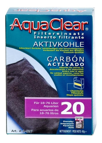 Repuesto Carbon Activado Aquaclear Mini 20