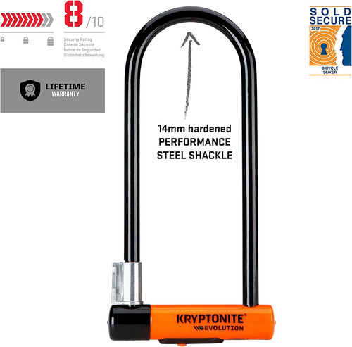 Candado En U P/ Bicicleta Kryptonite Evolution Ls Acero 14mm