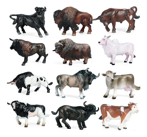 12 Muñecos De Animales De Simulación, Modelos De Plástico, F