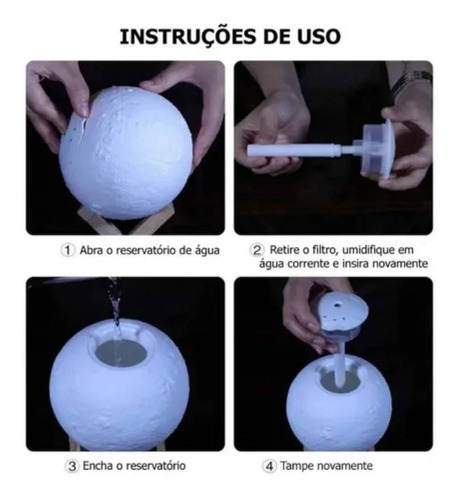 Luminária De Lua Cheia Abajur Umidificador Aromatizador Cor da cúpula Branco Cor da estrutura Madeira 110V/220V
