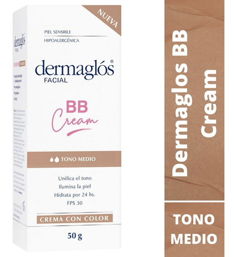 Imagen 1 de 2 de Dermaglos Bb Cream Facial Con Color Tono Medio Fps30 50 G