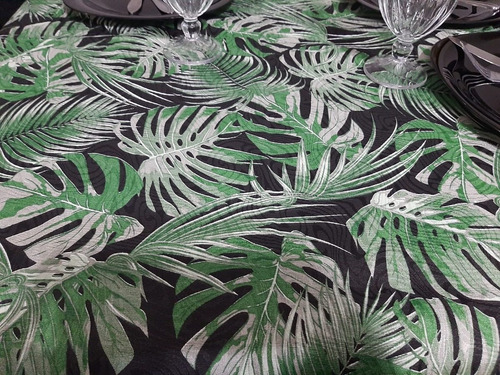Imagem 6 de 6 de Toalha De Mesa 12 Lugares Retangular Jacquard Costela Preto