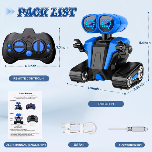 Robots Control Remoto Robokids Emo Recargable Azul